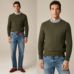 NWT J CREW Cotton piqué-stitch crewneck sweater in Heather Moss